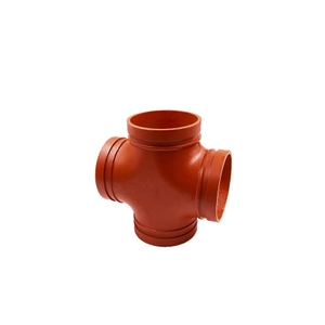 Grosir Cast Iron FM/UL Pipe Fitting Forging Grooved Connector Equal Cross